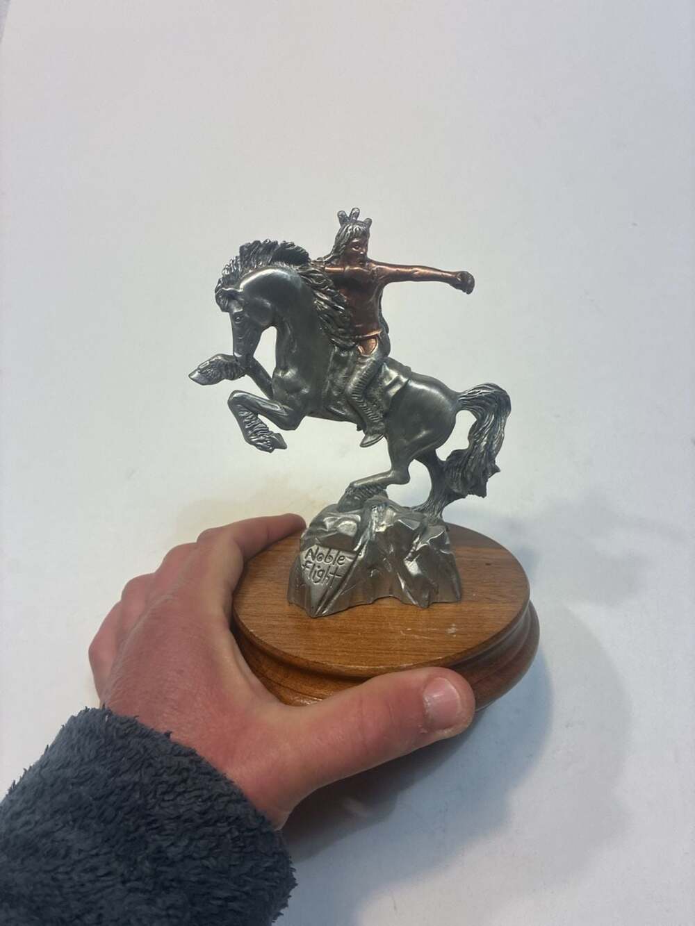 Masterworks Pewter Noble Flight Native American Indian on Rearing Horse Sculptur